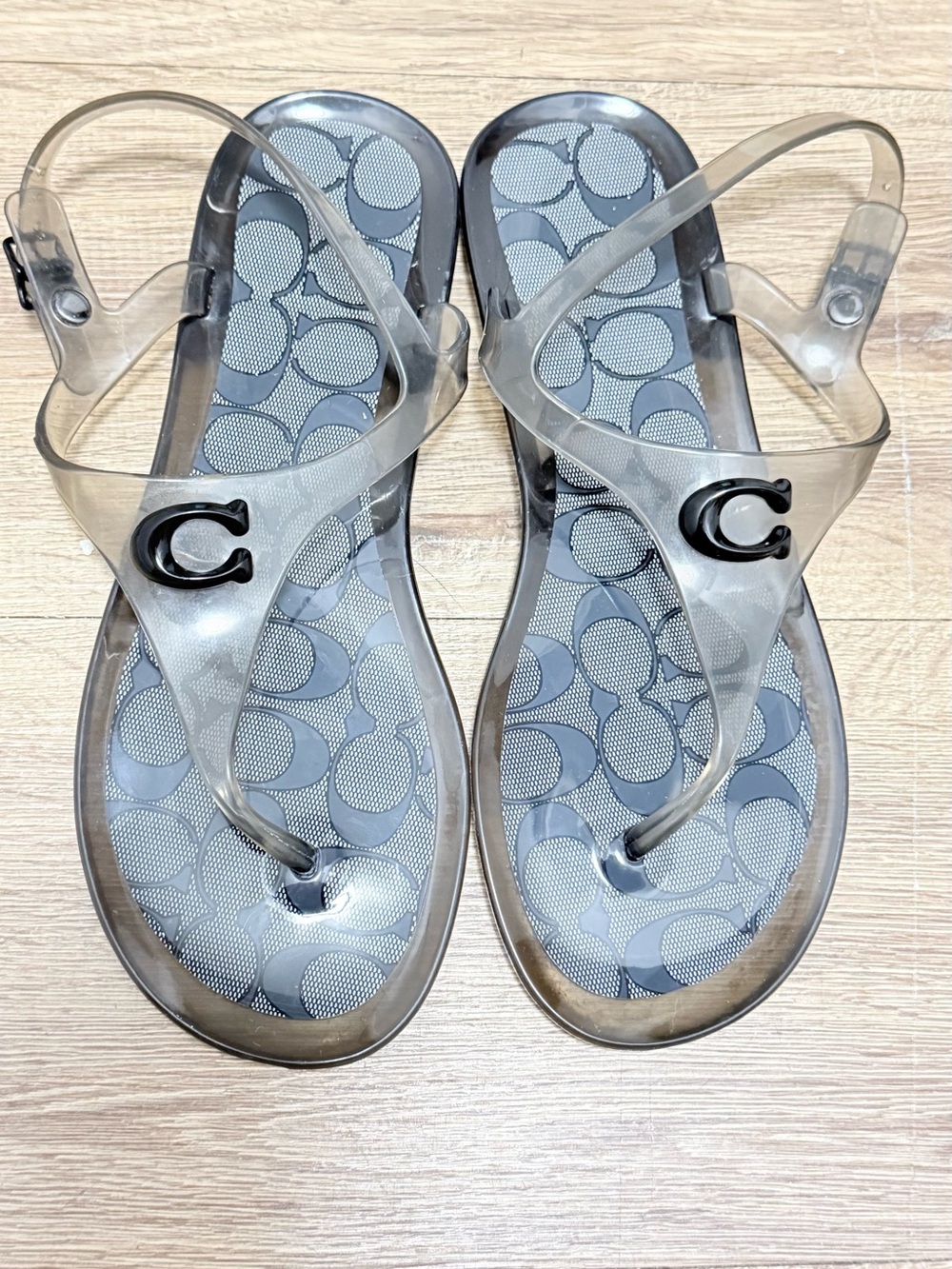 Y2K Coach Clear Strap Jelly Sandals in Gray - Women's Casual Flip Flops
